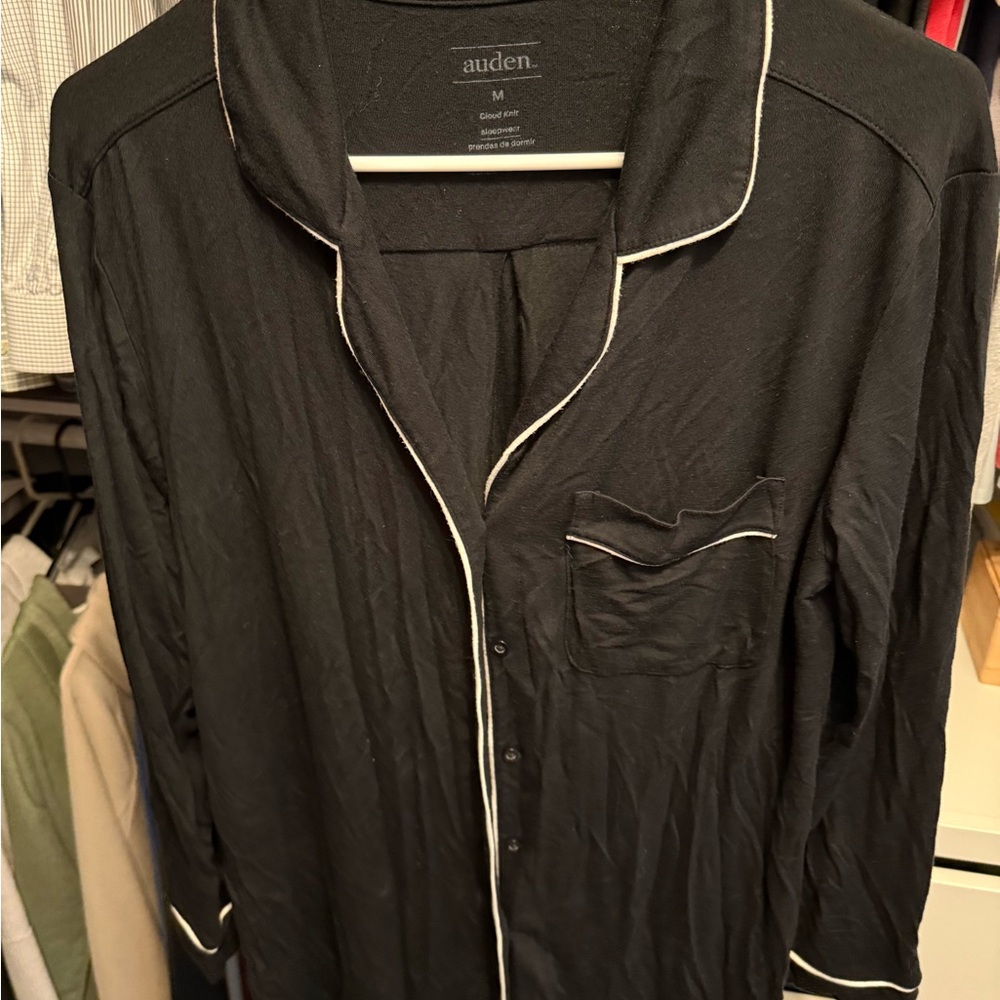 Auden Black Pajama Dress with White Trim
